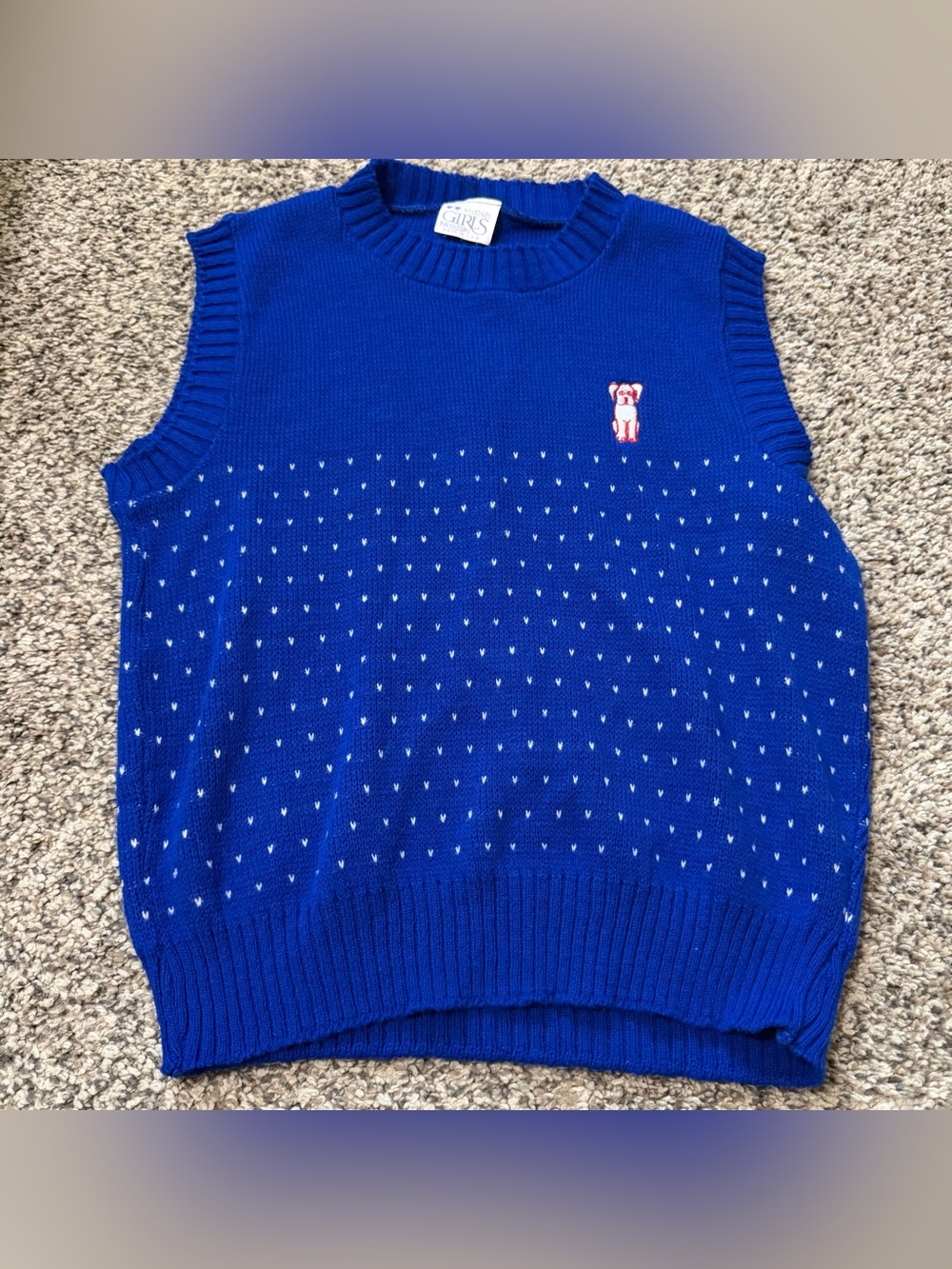 Girls Fashion made in USA Royal Blue Knit Sleeveless Sweater Vest size 10/12
